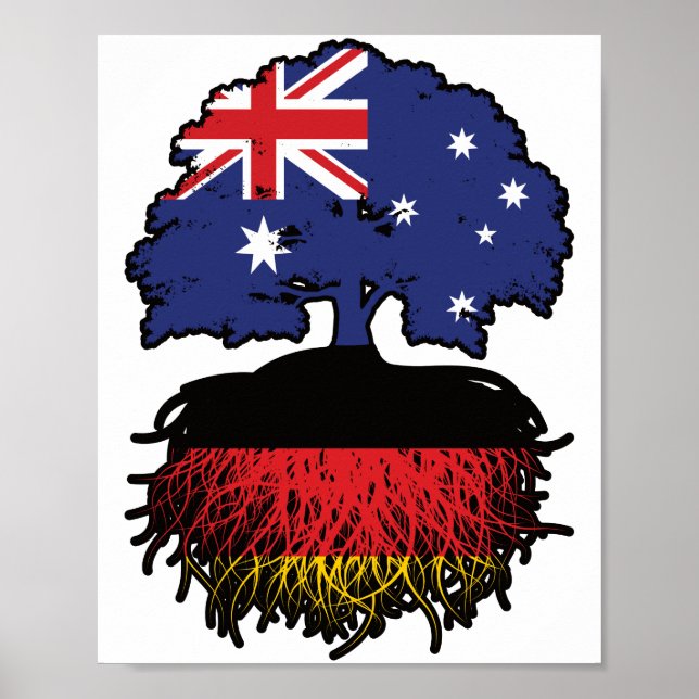 Tysklanda tyska Australiens Träd-rötter Poster (Framsidan)