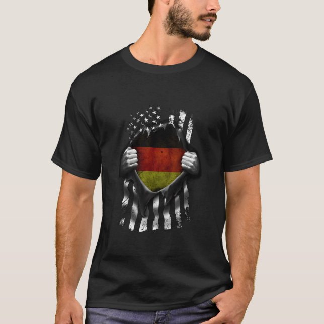 Tysklanda USA flagga-tyska Amerika T Shirt (Framsida)
