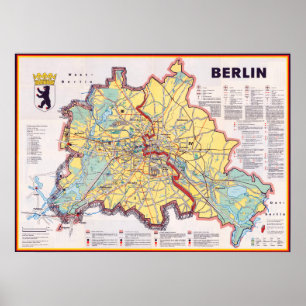 " Tysklandare: Berlin WALL karta ... Poster