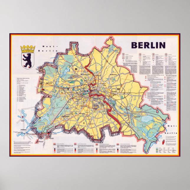 " Tysklandare: Berlin WALL karta ... Poster (Framsidan)
