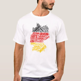 Tysklandare Flagga med City Namn Ord Art T Shirt