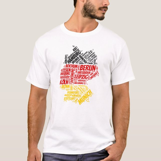 Tysklandare Flagga med City Namn Ord Art T Shirt (Framsida)