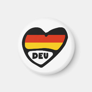 Tysklandare Land Code Flagga Heart, DEU Magnet