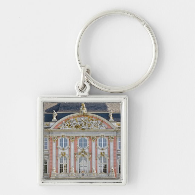 Tysklandare, Rheinland-Pfaltz, Mosel River Valley Fyrkantig Silverfärgad Nyckelring (Framsidan)