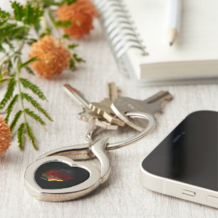 Tysklands flagga twisted heart silverfärgad nyckelring