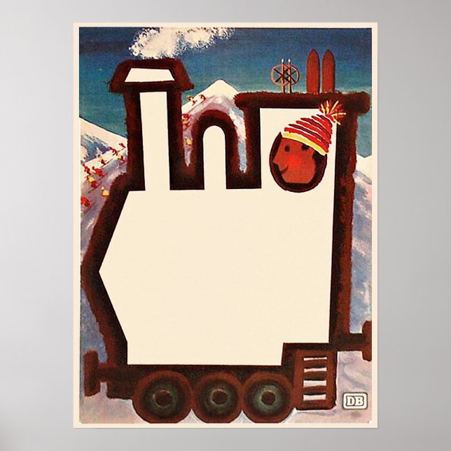 Tysklands skidsemester med järnvägsposter poster (Framsidan)