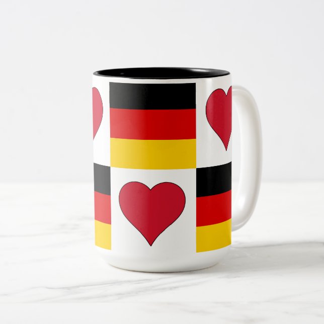 Tysklant Flagga Heart Mönster Patriotic German Pri Två-Tonad Mugg (Framsida höger)