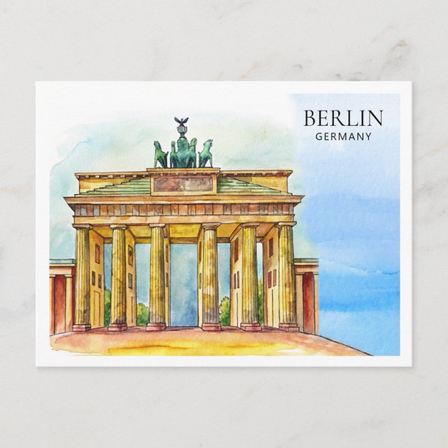 Tysklant vykort för vattenfärg i Berlin | Travel S (Framsida)