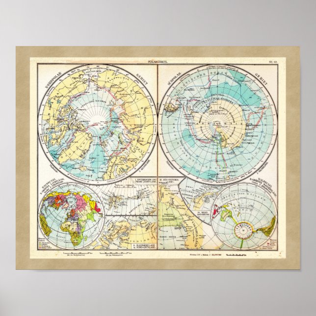 Tyskspråkig Polar Karta Poster (Framsidan)