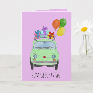 Tyskt födelsedag - Retro Fiat 500-kort Kort