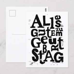 Tyskt "Grattis på födelsedagen" Lino-vykort Vykort