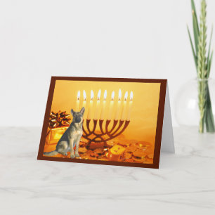 Tyskt herde Chanukah kort Menorah3