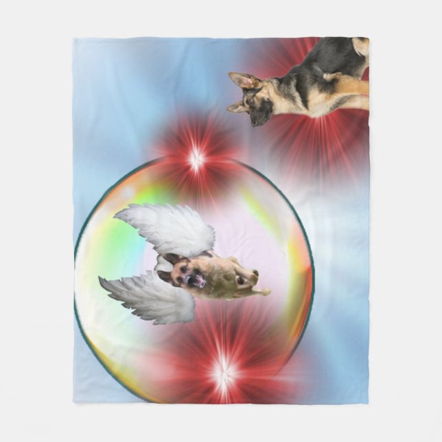 Tyskt herdeängelflyg fleecefilt (Framsidan)