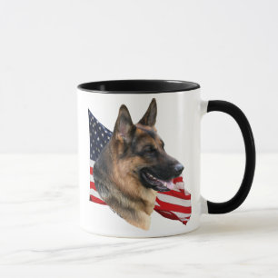 Tyskt herdehundhuvud med flaggamuggen mugg