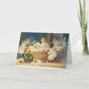Tyskt Herzliche Weihnachtsgrüße för vintage kort