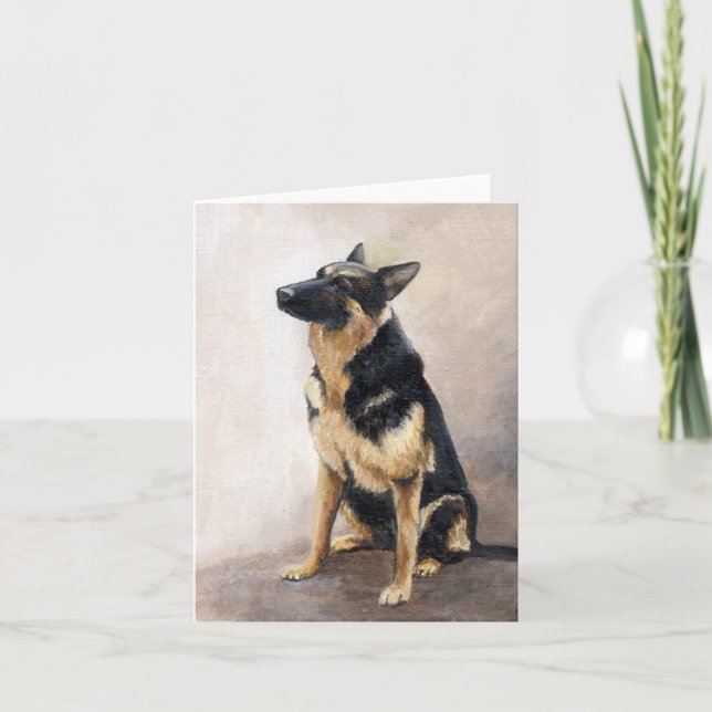 Tyskt Hund Art-kort för Shepherd Sitta Kort (Framsida)