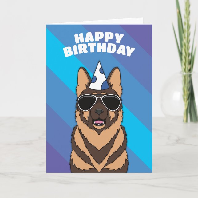 Tyskt jefherd Hund Birthday-kort Kort (Framsida)