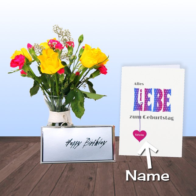Tyskt kort för födelsedagpersonlignamn LIEBE (Skapare uppladdad)