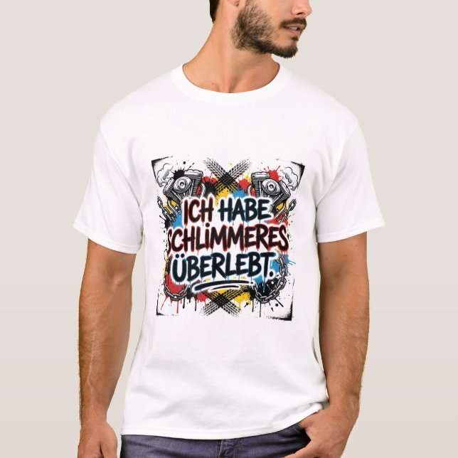 Tyskt motorcyklarcitat – färgglad graffiti t shirt (Framsida)