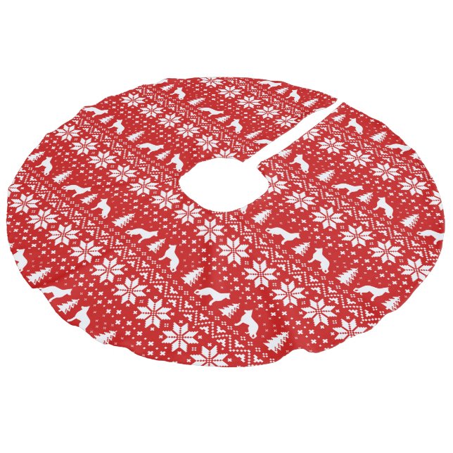 Tyskt rött herdeSilhouettesmönster Julgransmatta Fusklinne (Vinklad)