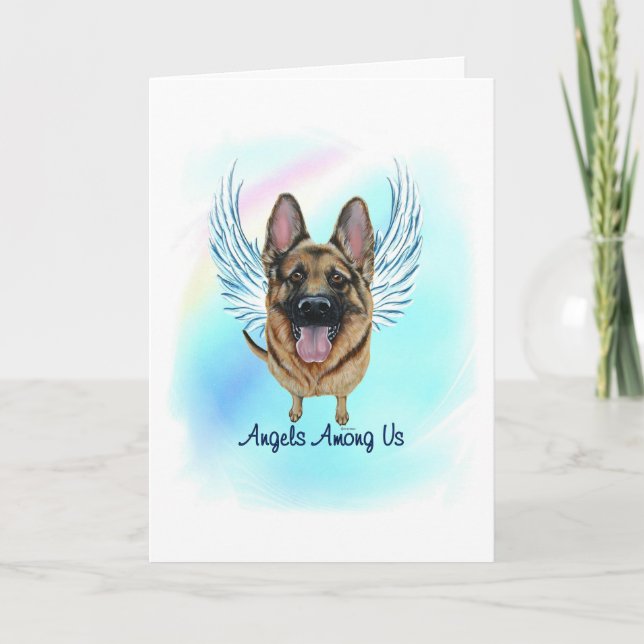 Tyskt schepherd Angel Hund Pet Loss Sympathy Card Tack Kort (Framsida)
