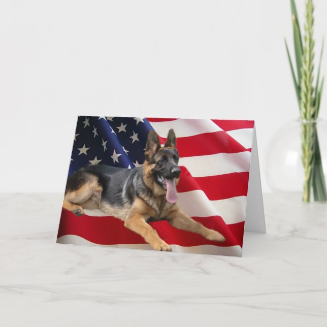 Tyskt Shepherd America-Flagga kort (Framsida)