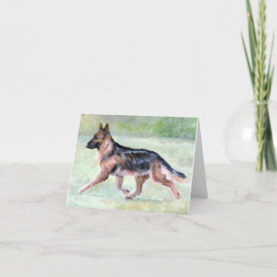 Tyskt Shepherd Flytta Hund Art Note Card Kort