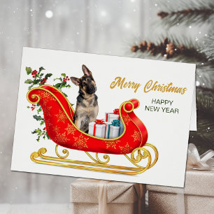 Tyskt Shepherd Hund jul-stilkort Hälsningskort