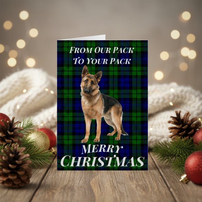 Tyskt Shepherd Tartan-julkort Hälsningskort (German Shepherd Tartan Christmas Card)