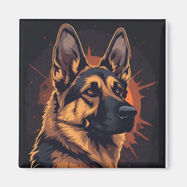 🐕 Tyskt Shepherd Tillbehör För Hundälskare 🐕 Magnet (Framsidan)