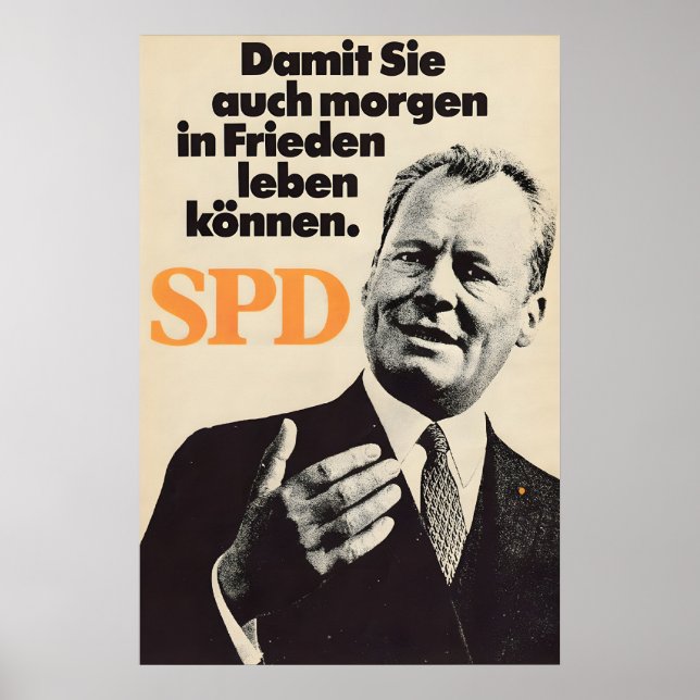 Tyskt SPD valaffisch Lev också i fred Poster (Framsidan)
