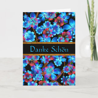 Tyskt tomt tackblåa blommorkort tack kort