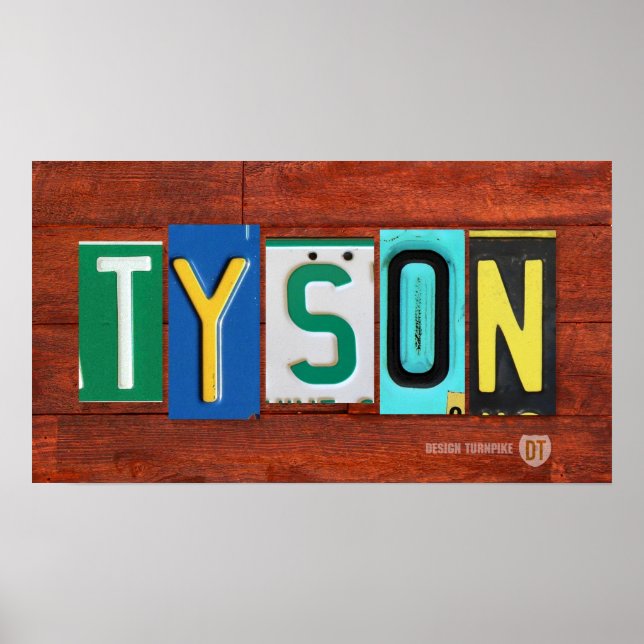 TYSON-licensskylt som Poster Namn-signatur (Framsidan)