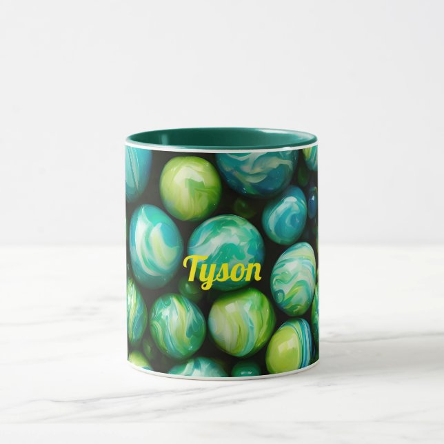 TYSON ~ Mugg personlig ~ Grönt Marbles ~ (Center)