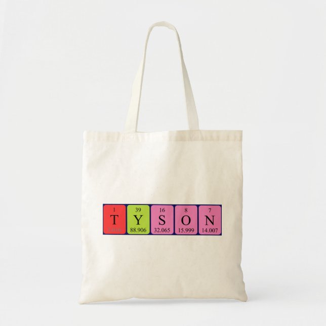 Tyson periodisk bord namn tote bag tygkasse (Framsidan)