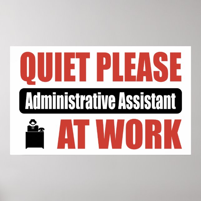 Tyst administrativ assistent på arbetsplatsen poster (Framsidan)