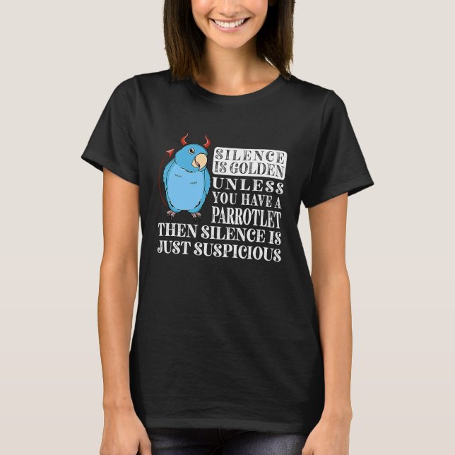 Tyst är Golden Parrot I Blue Parrotlet T Shirt (Framsida)