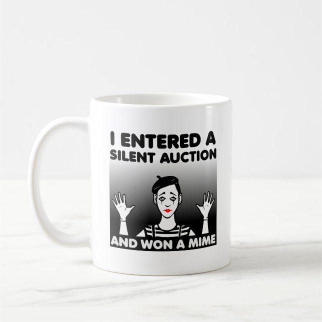 Tyst auktion Mime Funny Mug Kaffemugg (Vänster)