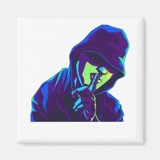 Tyst behålla | Tystnad | Shh.. Graphic Man Magnet (Framsidan)