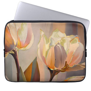 Tyst blomning – Abstrakt tulpaner i mjukt guld Laptop Fodral