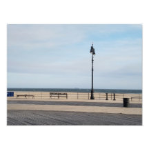 Tyst Coney Island NYC strandpromenad scen