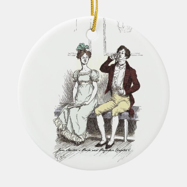 Tyst Darcy - Jane Austen Pride and Prejudice Julgransprydnad Keramik (Framsidan)