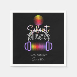 Tyst Disco Neon Hörlurar Vuxen Födelsedagsfest Pappersservett