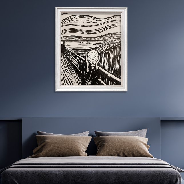 Tyst echoes: avslöjande Edvard Munch är gräsklippe Poster ("Emotional Turmoil Exposed: Unraveling Munch's The Scream (1895)" wall decoration poster)