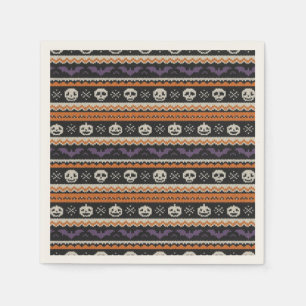 Tyst, fair-isle/colorwork Halloween-skalle & fladd Pappersservett