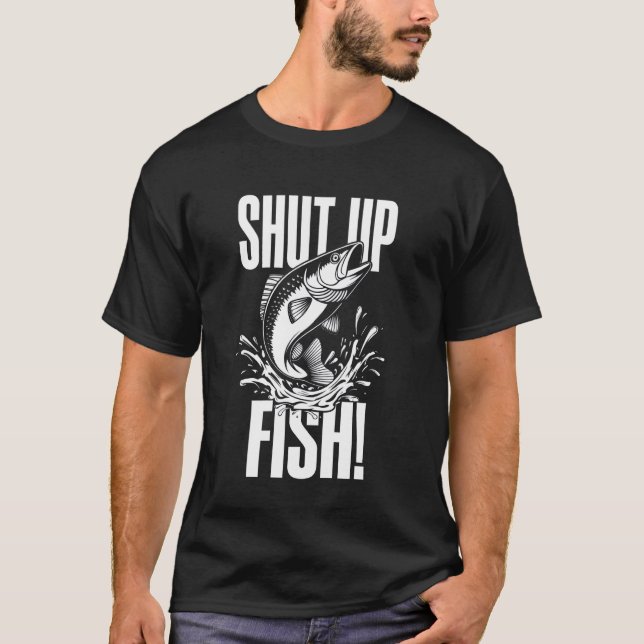 Tyst Fisk Grafisk Design med Hoppande Fisk T Shirt (Framsida)