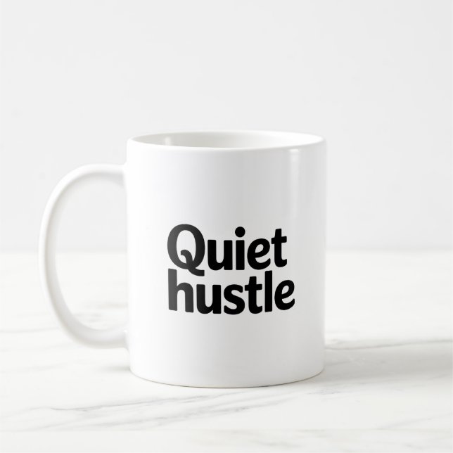 Tyst flit Motivation – Minimal justerbar Kaffemugg (Vänster)