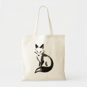 Tyst fox - minimalistisk Bläck-pensel på totebag Tygkasse