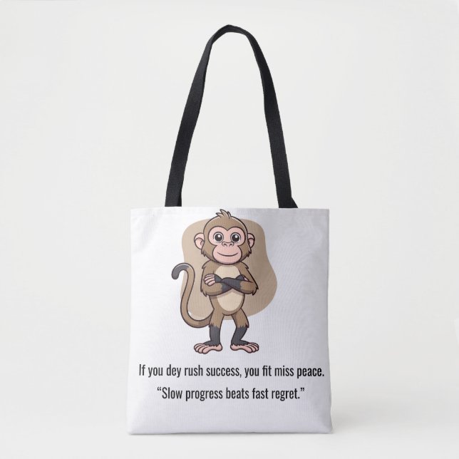 Tyst Framstegsapa – Vardaglig Totebag Tygkasse (Framsida)