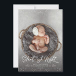 Tyst Fullt foto av Night Snö Julkort<br><div class="desc">Fira helgdagarna med det här chicen julfotokortet med modernt skript och snöfall.</div>